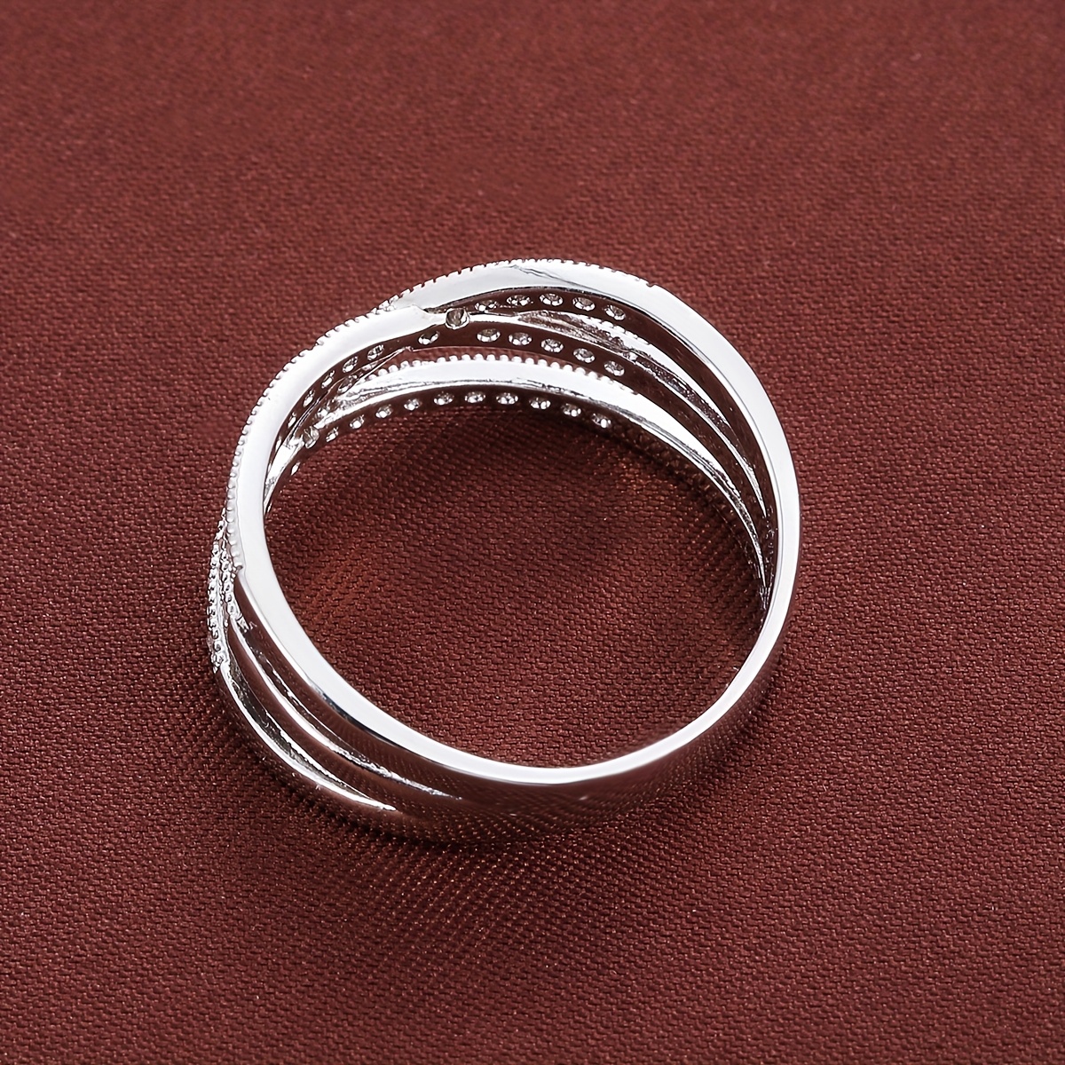 Line Crossing Women's Ring with Synthetic Zirconia